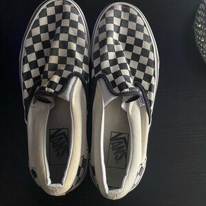 Vans Checkered Slip-On Shoes - Black and White